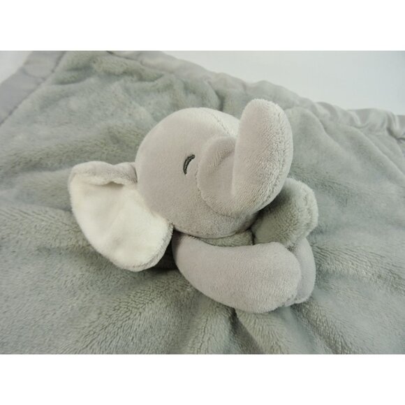 Elephant Gray Lovey Soft Security Blanket Plush Stuffed Animal Satin Edge - Picture 5 of 7